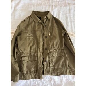 100% Cotton Love Tree Olive Field/Military Jacket Size Large